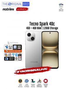 Tecno Spark 40c - 4GB RAM - 128GB Storage - Grey - Easy Monthly Installments - PTA Approved - 1 Year Brand Warranty - The Original Bro Mobiles - TOB73
